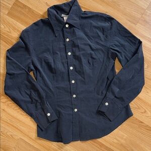 Vintage Forever 21 Gray Career Top Button Down Small Made in USA Cotton